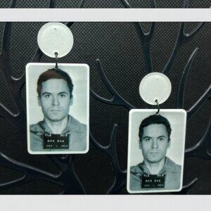 Ted Bundy Serial Killer Mugshot Earrings Mug Shot Murder True Crime Podcast